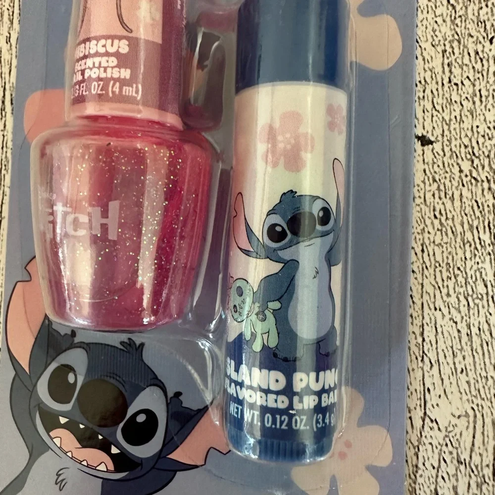 🌵 3/$15 Disney Stitch Scented Lip Balm & Nail Set ( see description)